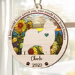 Personalized Memorial Pomeranian Suncatcher Ornament, Custom Dog Name Wood Ornament, Flowers Acrylic Background
