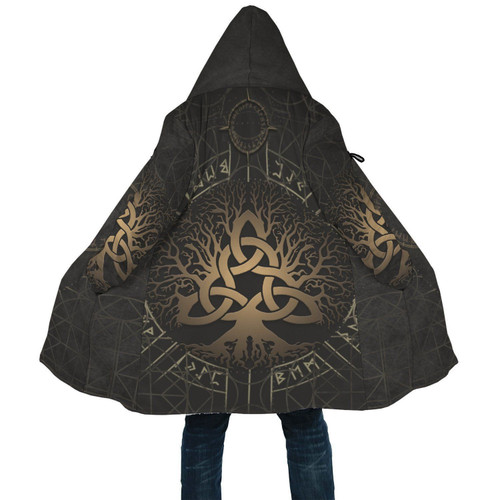 1st lceland Viking Hooded Cloak, Yggdrasil Helm Of Awe Rune Circle