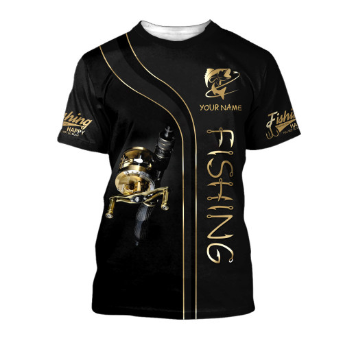 Fishing Custom Tee Shirt Fisher 3D Tshirt Fishing Gear Black & White