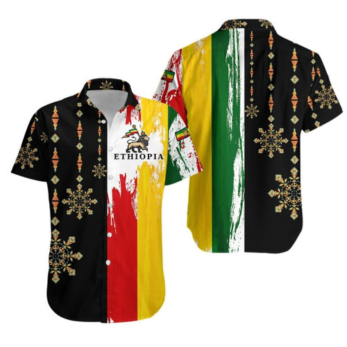 Ethiopia Baseball JerseyFlag's Color With Aztec Pattern