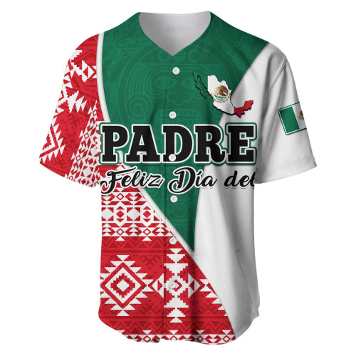 Happy Mexican Fathers Day Baseball Jersey Mexican Aztec Pattern