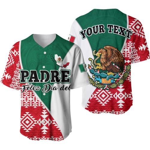 Custom Personalized Happy Mexican Fathers Day Baseball Jersey Mexican Aztec Pattern