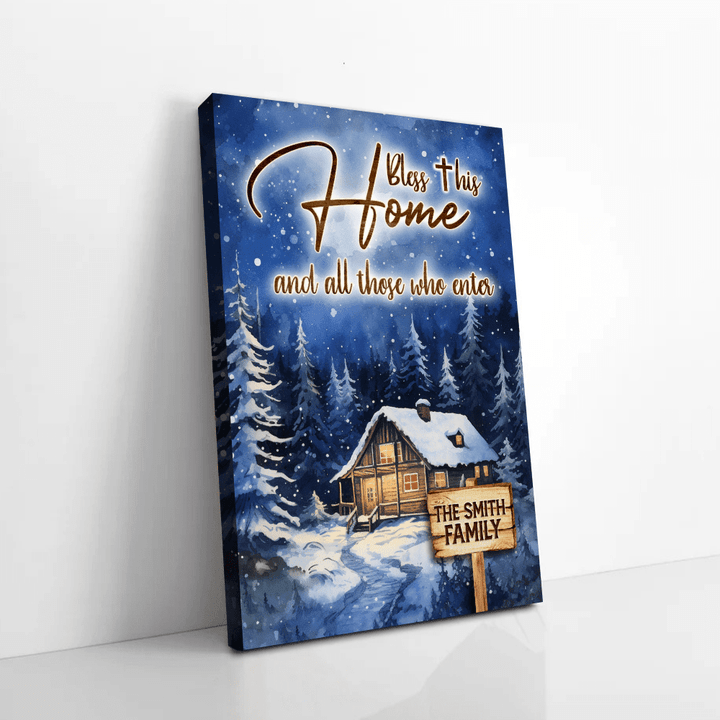 Bless This Home And All Those Who Enter Winter Night Christmas Faith Vertical Vertical Canvas