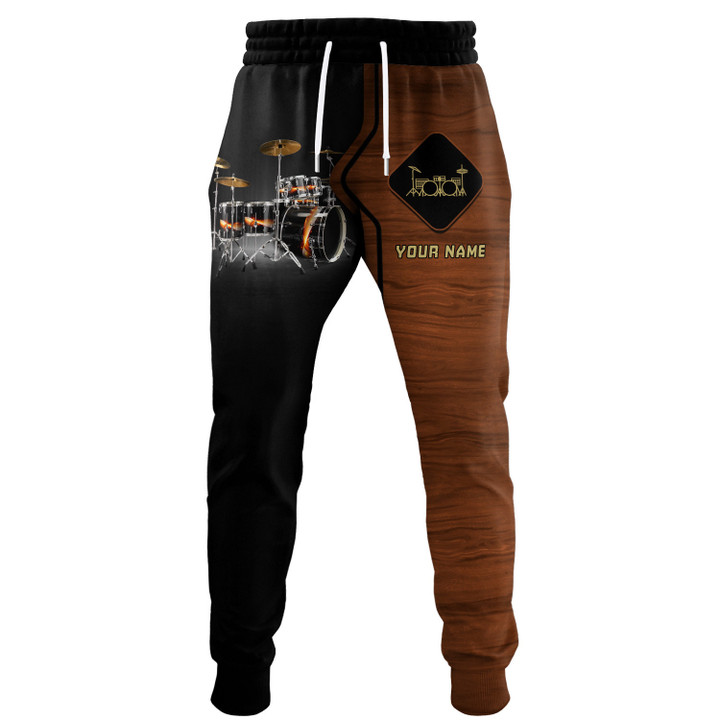 Brown Drum Set Personalized Name 3D Sweatpants Gift For Drum Lovers