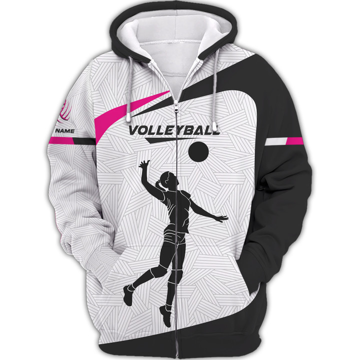 Volleyball Personalized Name Zipper Hoodie Gift For Volleyball lover