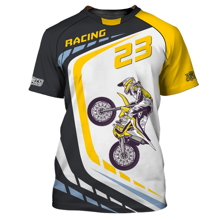 Motocross Custom Tee Shirt Racing Jersey Yellow Motocross 3D Shirts