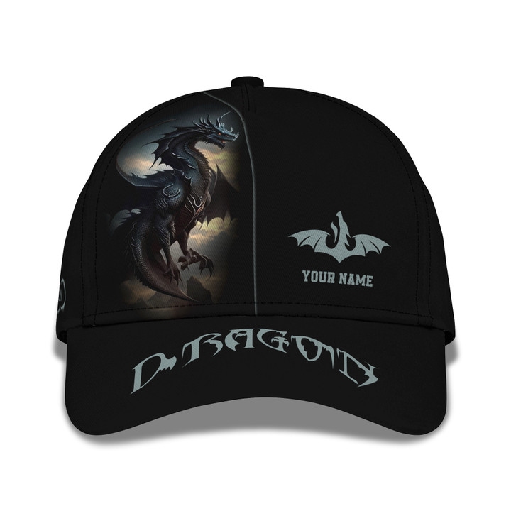 Black Dragon Custom Name 3D Classic Cap Gift For Dragon Lovers