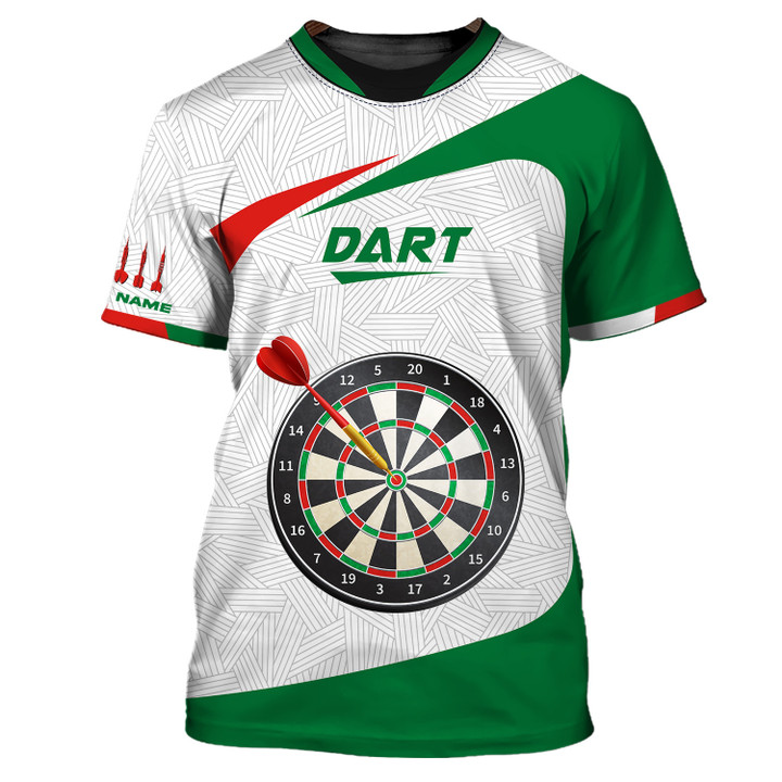 Love Darts Green Design Custom Name 3D Tee Shirt