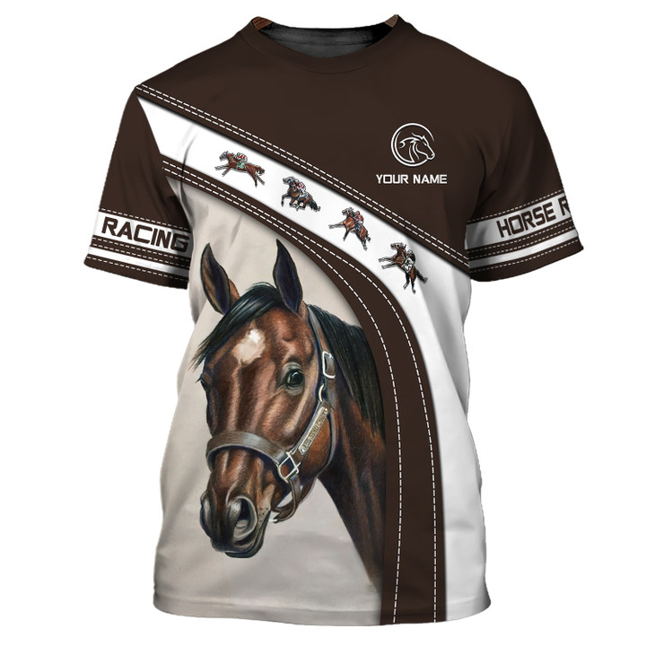 Horse Racing Custom Shirts Brown Horse 3D Print Shirts