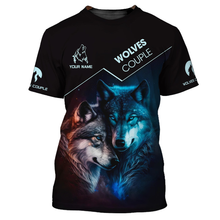 Wolf Couple Personalized Name 3D Shirts for Men Women 3D Full Print Tee Shirts