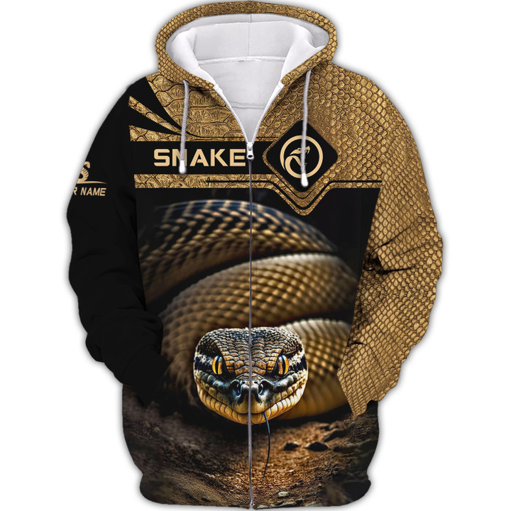 Snake Personalized Name 3D Zipper Hoodie Gift For Snake Lovers