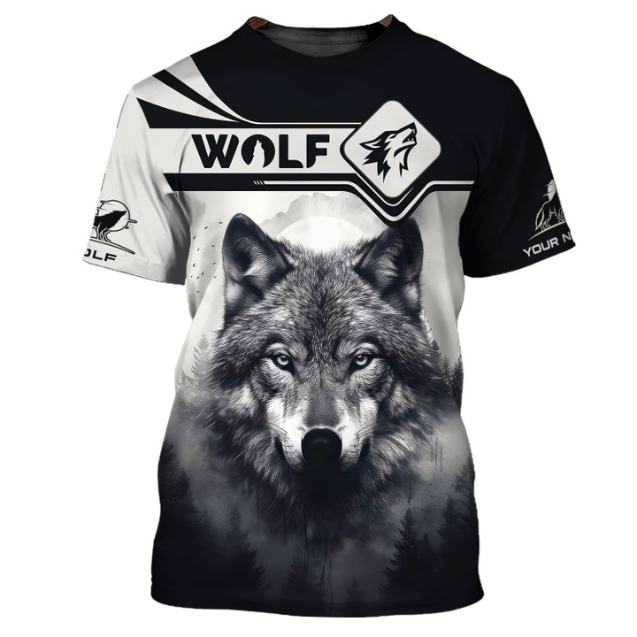 Lone Wolf In The Forest Custom Name 3D Shirt Gift For Wolf Lovers