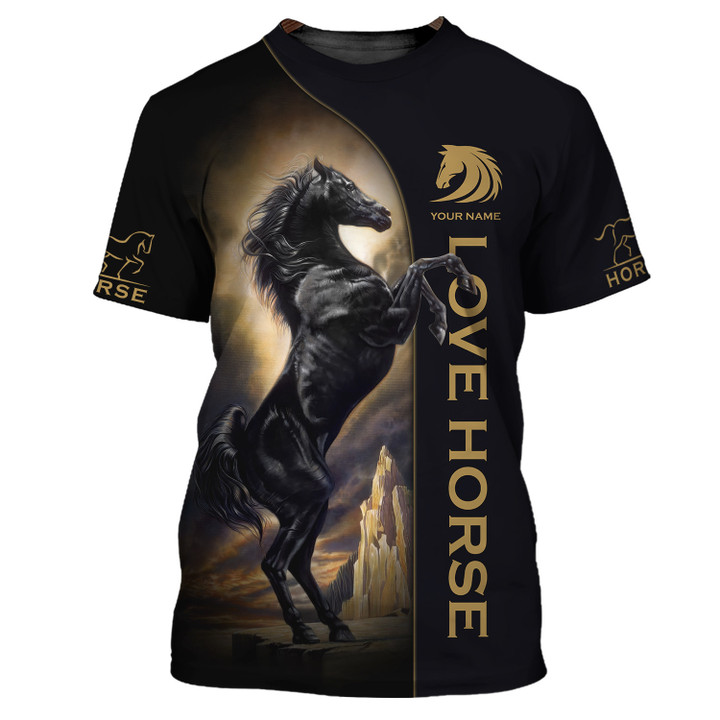 Black Horse Personalized Name 3D Shirt Angel Horse Gift For Horses Lovers