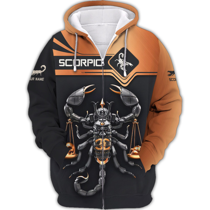 Scorpion Custom Name 3D Zipper Hoodie Personalized Gift For Scorpio Lovers