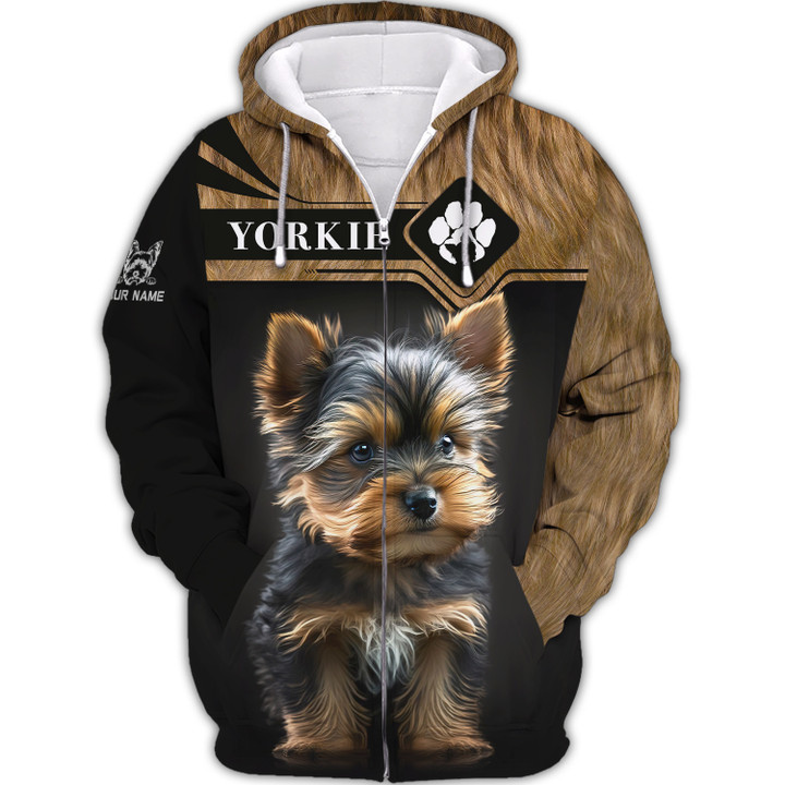 Yorkshire Custom Name 3D Zipper Hoodie Yorkie Personalized Gift For Yorkshire Lovers