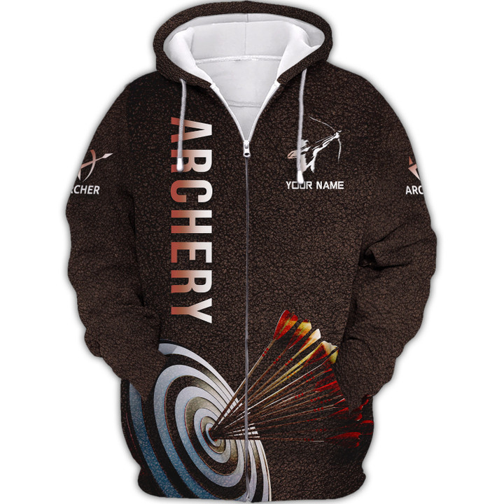 Custom Name 3D Archery Zipper Hoodie Personalized Gift For Archery Lovers