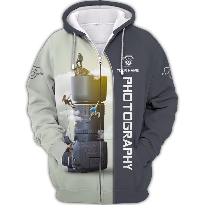 Photography Has Made Life Personalized Name 3D Zipper Hoodie Photographer Gifts