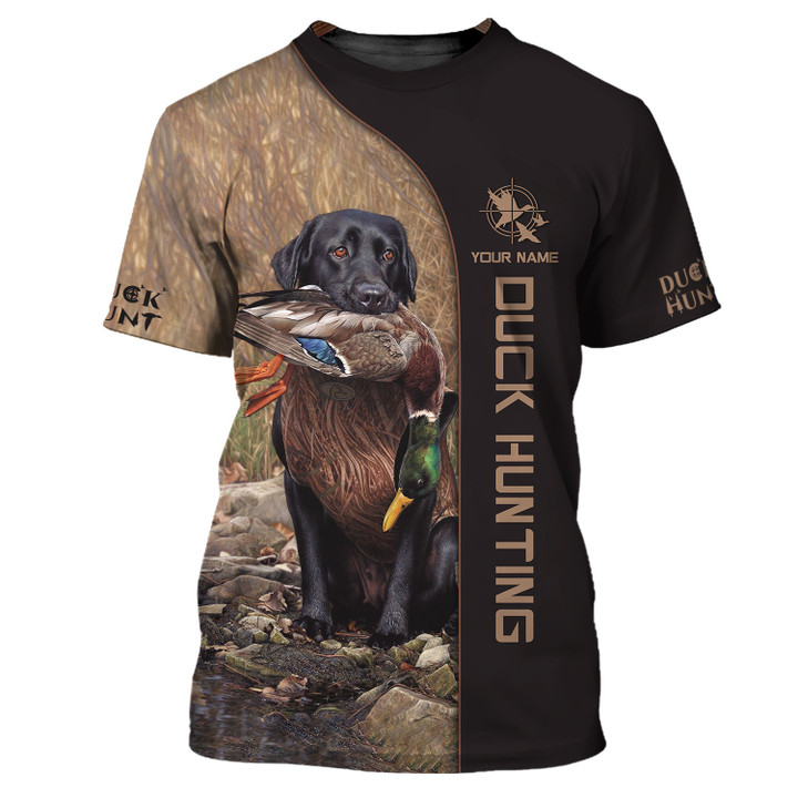 Black Labrador Duck Hunting Personalized Name 3D T Shirt