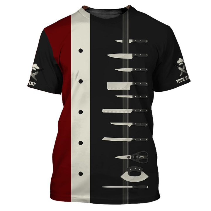 Personalized Knifes Chef 3D Shirts Custom Name Gift For Chefs