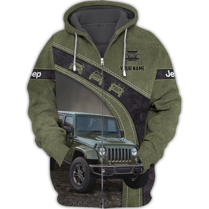 Jeep Personalized Name 3D Zipper Hoodie Custom Gift For Jeep Lovers