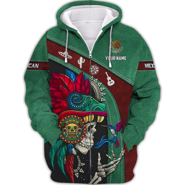 Custom Name Mexico 3D Zipper Hoodie Mexican Gift For Mexico Lovers