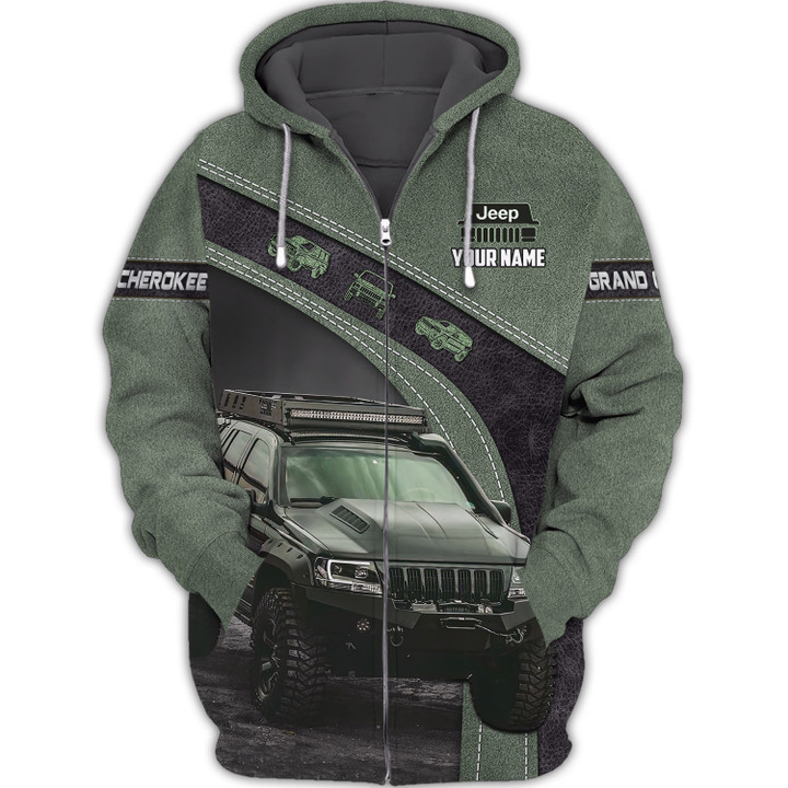 Jeep Grand Cherokee Personalized Name 3D Zipper Hoodie Custom Gift For Jeep Lovers