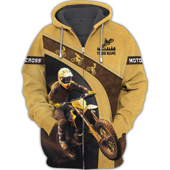 Motocross Personalized Name 3D Zipper Hoodie Custom Gift For Motocross Lovers