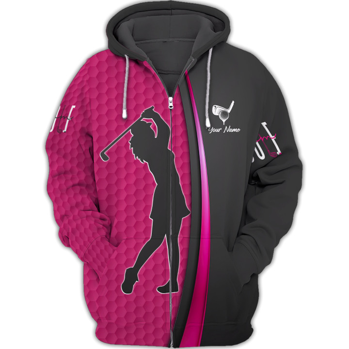Golf 3D Personalized Name Zipper Hoodie Custom Name Gift For Golfers