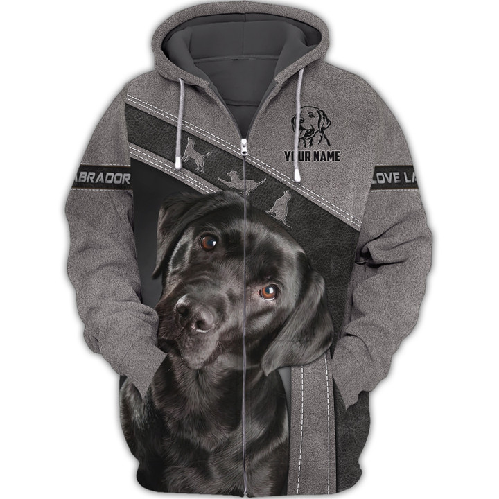 Black Labrador Custom Name 3D Zipper Hoodie Personalized Gift For Labrador Lovers