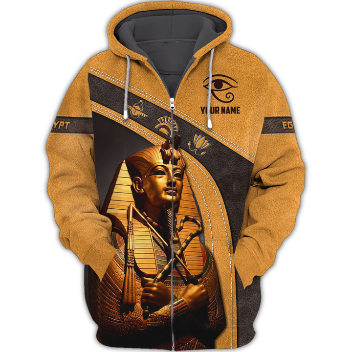 Egypt Personalized Name 3D Zipper Hoodie Pharaon Custom Gift For Egyptian Culture Lovers