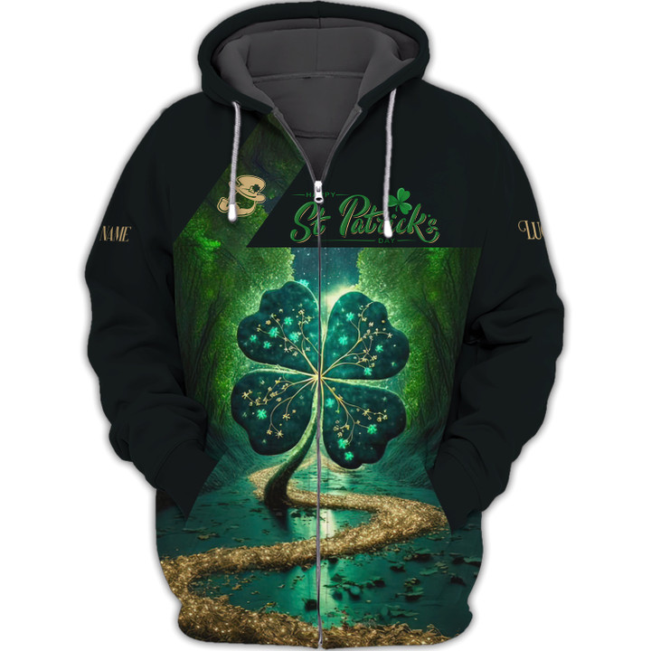 Happy St Patrick Day Personalized Name 3D Patrick Day Zipper Hoodie