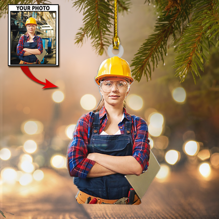 Personalized Worker Photo Acrylic Christmas Ornament Gift for Worker Custom Photo Acrylic Christmas Tree Decor