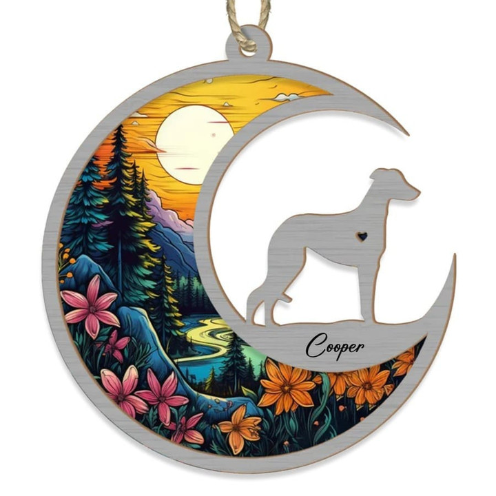 Loss of Dog Sympathy Gift, Personalized Italian Greyhound Suncatcher Ornament, Custom Dog Name Wood Ornament