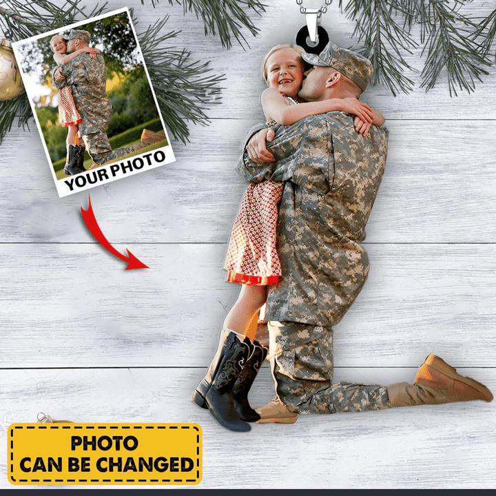 Personalized Soldier Car Hanging Ornament - Gift For Soldier Custom Photo Acrylic Decor Gift For Christmas