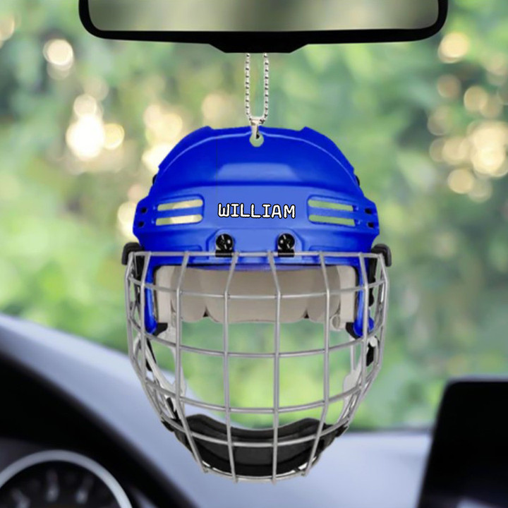 Hockey Helmet Car Hangging Ornament, Custom Name and Color Ornament for Car Decor, Gift for Hockey Players
