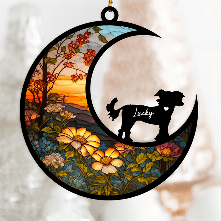 Personalized Chinese Crested Loss Memorial Ornament, Custom Suncatcher Ornament For Loss of Pet Gift Ideas For Pet Lovers