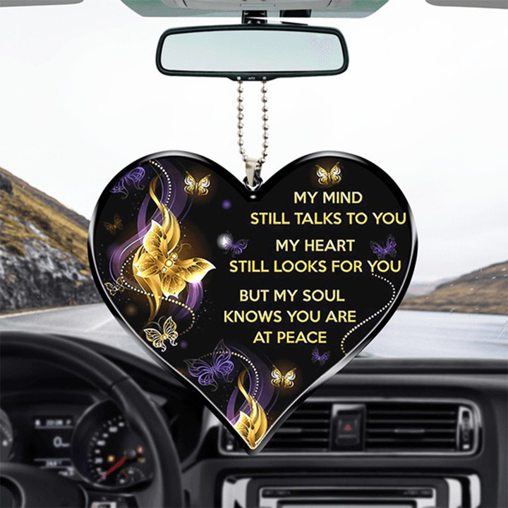 My Mind Still Talk To You, Personalized Memorial Ornament for Car Decor, Custom Memorial Gift