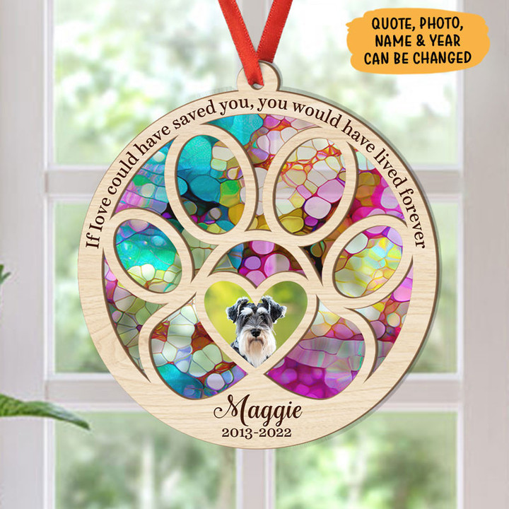Personalized Memorial Suncatcher Ornament For Pet Lovers, Car Hanger Memorial Gifts