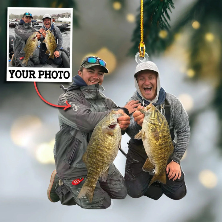 Fishing Custom Photo Ornament Gift For Fishing Lovers - Personalized Fisherman Acrylic Ornament Gift For Friends