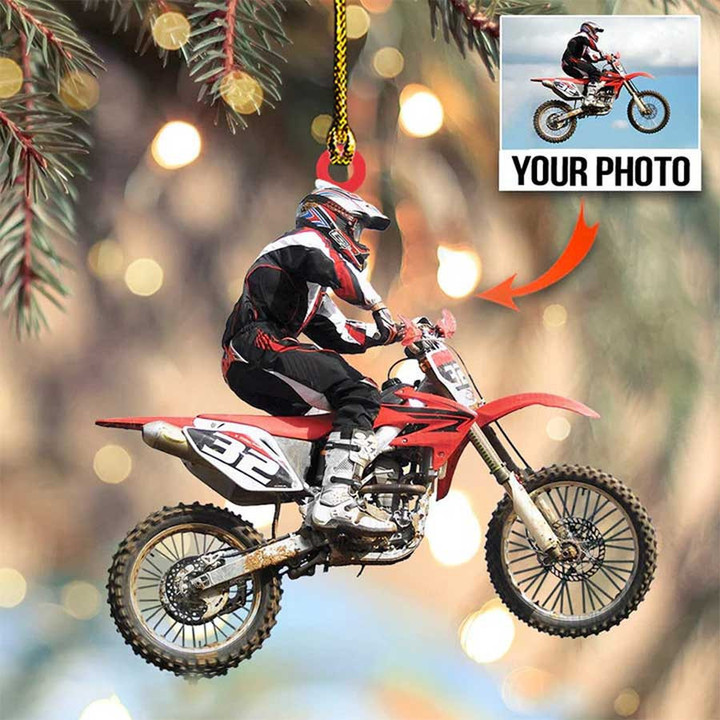 Personalized Motocross Acrylic Christmas Ornament for Christmas Decor, Custom Photo Ornament for Motor Lovers, Racers