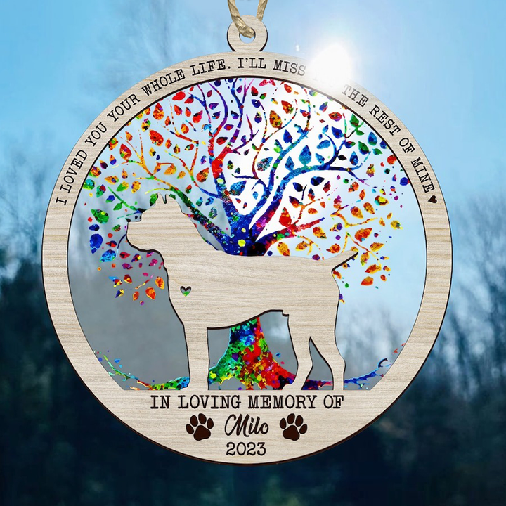 Personalized Memorial Suncatcher Ornament with Dog Breed, Name and Date, Loss of Dog Sympathy Gift for Dog Lovers