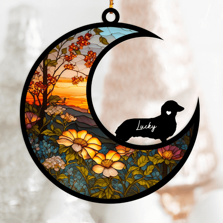 Personalized Dachshund Loss Memorial Ornament, Custom Suncatcher Ornament For Loss of Pet Gift Ideas For Pet Lovers