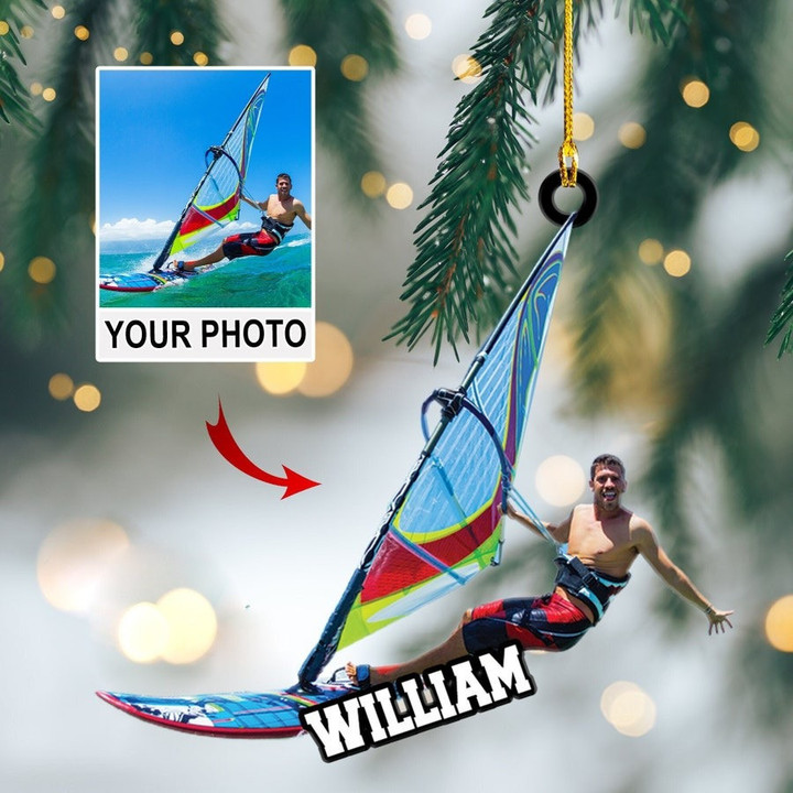 Custom Photo Windsurfing Christmas Ornament for Christmas Decor, Christmas Gift for Her, Him, Windsurfers