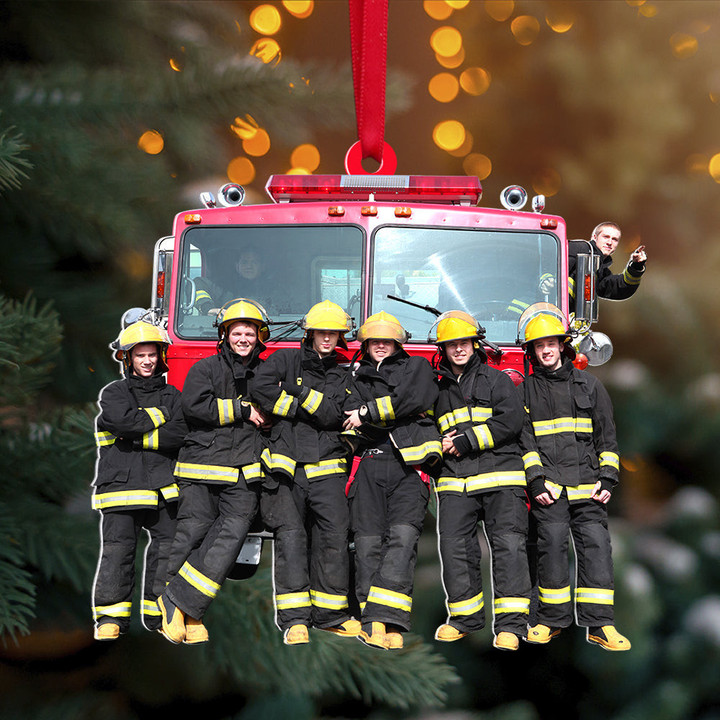 Personalized Firefighter Acrylic Christmas Ornament Custom Photo Acrylic Decor Gift For Departments, Teams