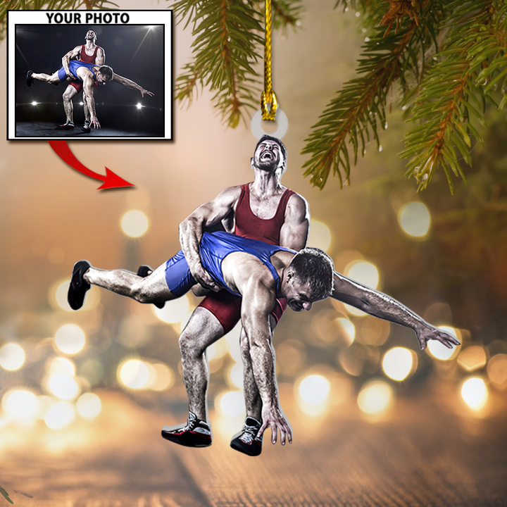 Personalized Wrestling Photo Acrylic Ornament For Wrestler Lovers - Custom Your Photo Ornament Decor Christmas Tree