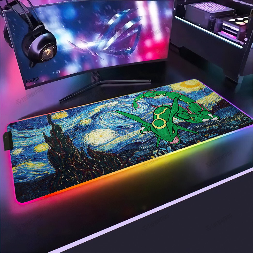 Rayquaza Starry Night RGB Led Mouse Pad