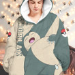 Anime Pkm Snorlax Custom Fleece Blanket Hoodie
