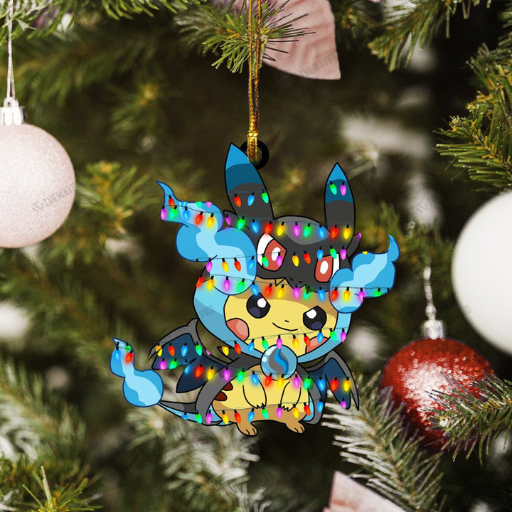 Anime Pkm Pikachu Pokemon X Charizard Lucario Custom Christmas Ornament / 1 Piece