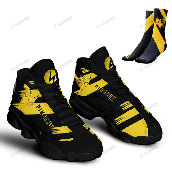 Anime Pkm Pikachu Custom Aj13 Shoes Black / Men 6 Bl22042211
