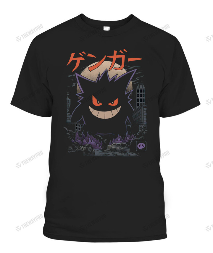 Anime Pkm Gengar Ghost Kaiju Custom Graphic Apparel Popular Tee - Unisex / Black S Printed
